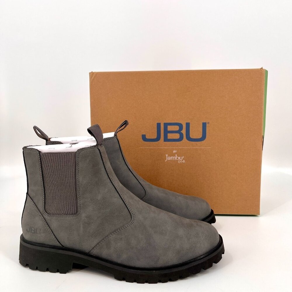 JBU Kai Water Resistant Chelsea Boot Size 11 Grey Leather Pull-On